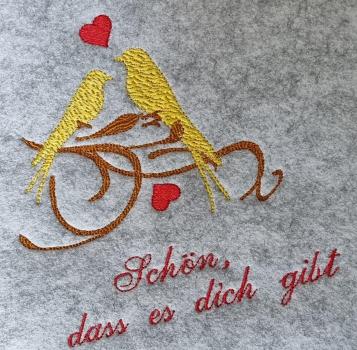 Vollstickdatei Valentinseulen und Valentinsvögel